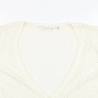 Womens UK Size 14 EWM Ivory Cardigan Jumper