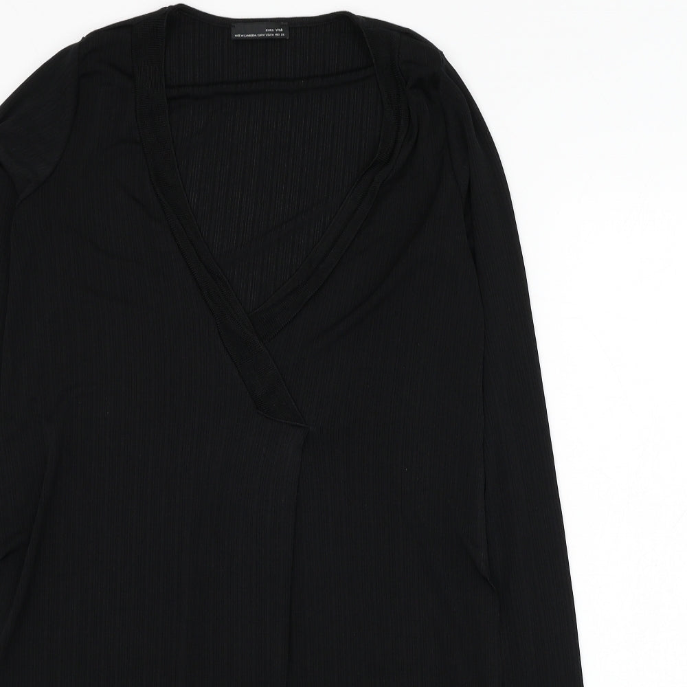 Womens UK Size M Zara Black Basic Blouse