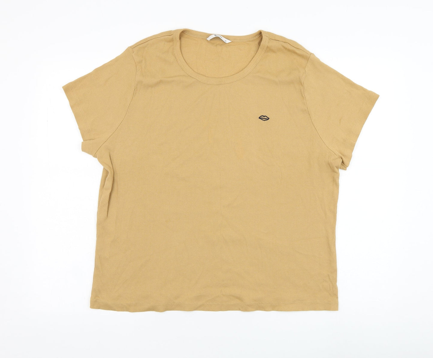 TU Womens Brown  Cotton Basic T-Shirt Size 26 Round Neck - Lips