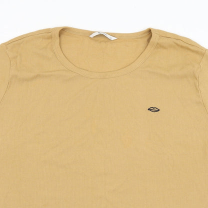 TU Womens Brown  Cotton Basic T-Shirt Size 26 Round Neck - Lips