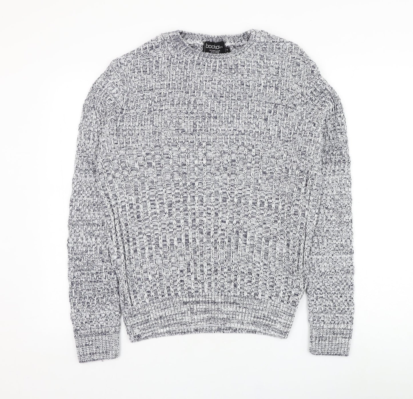 Boohoo Womens Blue Round Neck  Cotton Pullover Jumper Size M