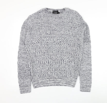 Boohoo Womens Blue Round Neck  Cotton Pullover Jumper Size M