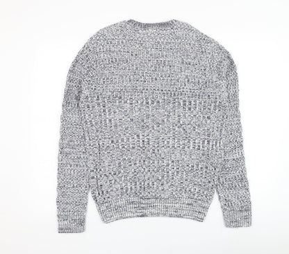 Boohoo Womens Blue Round Neck  Cotton Pullover Jumper Size M