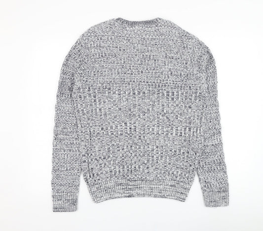 Boohoo Womens Blue Round Neck  Cotton Pullover Jumper Size M