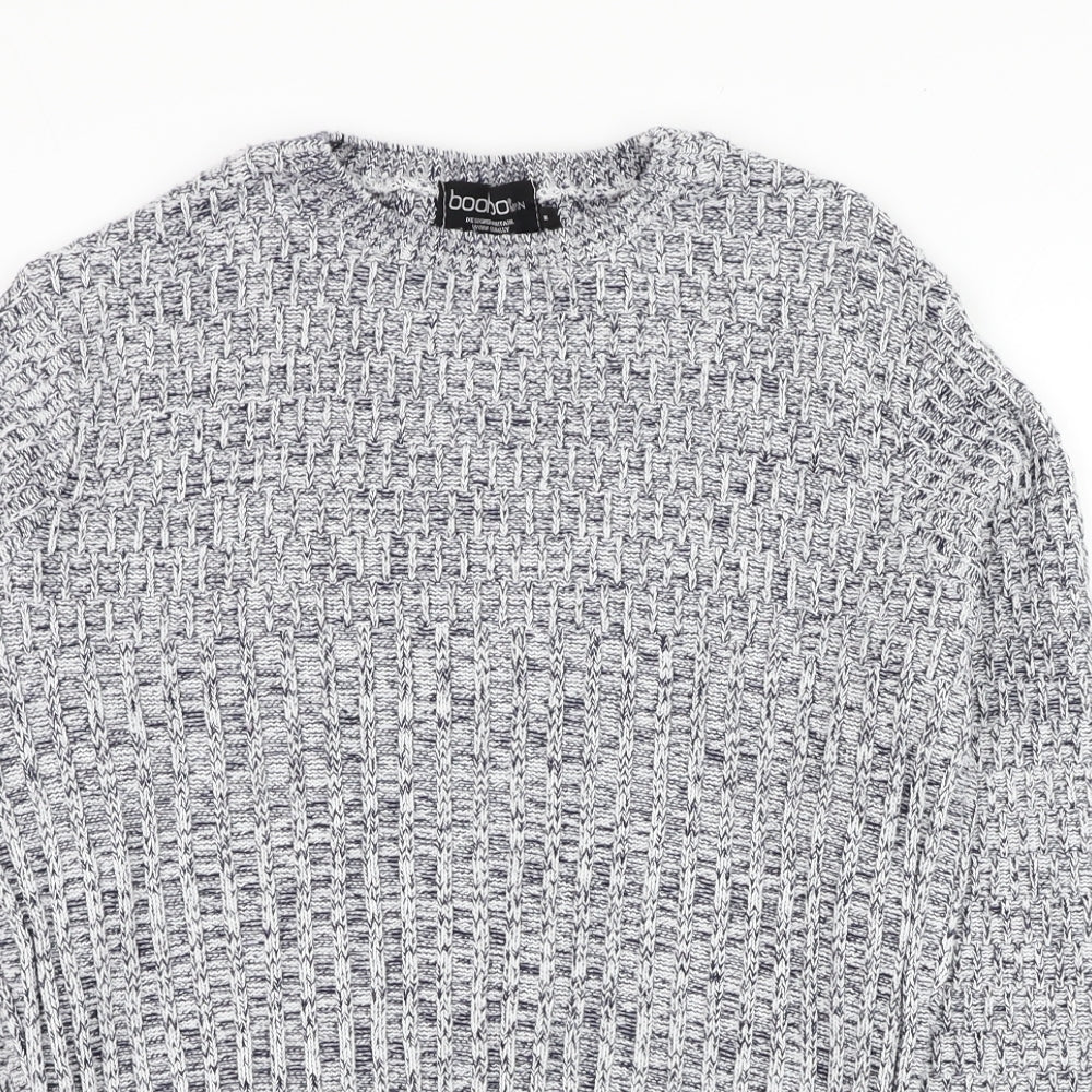 Boohoo Womens Blue Round Neck  Cotton Pullover Jumper Size M