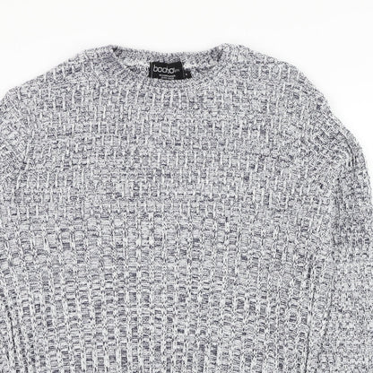 Boohoo Womens Blue Round Neck  Cotton Pullover Jumper Size M