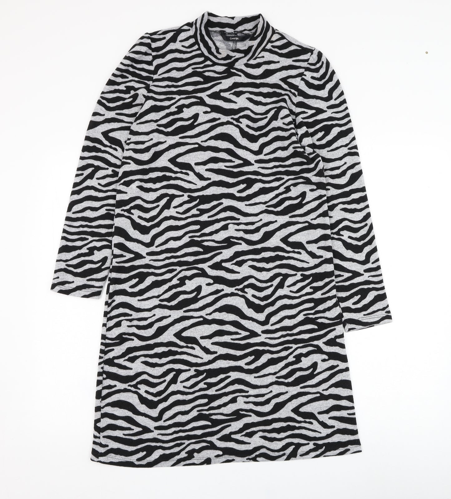 George Womens  Animal Print Polyester Jumper Dress  Size 12  Mock Neck Pullover
