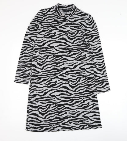 George Womens  Animal Print Polyester Jumper Dress  Size 12  Mock Neck Pullover