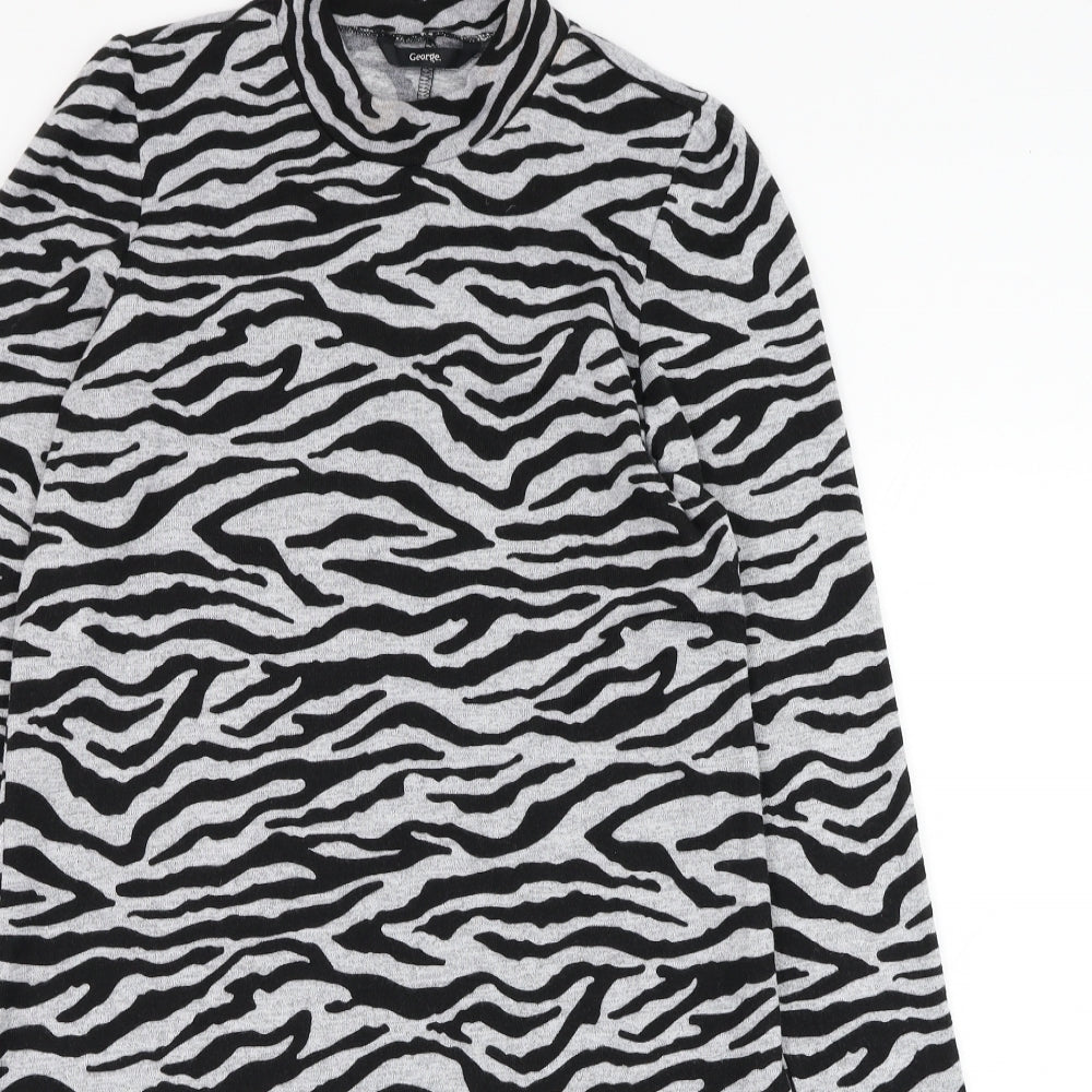George Womens  Animal Print Polyester Jumper Dress  Size 12  Mock Neck Pullover