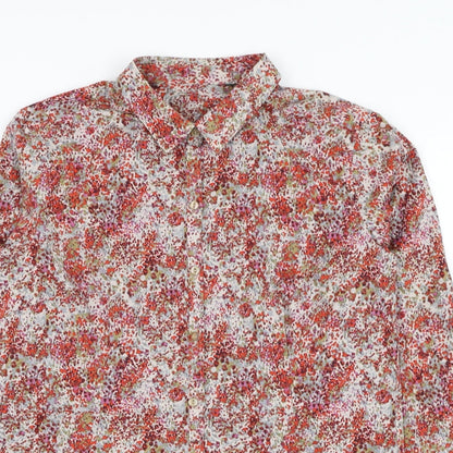 Womens UK Size S Preworn Red Basic Button-Up