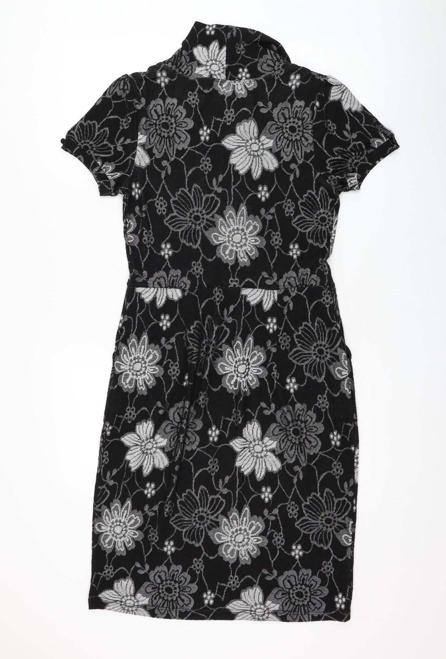 Chianti Womens Black Floral Polyester Jumper Dress  Size 10  Mock Neck Pullover