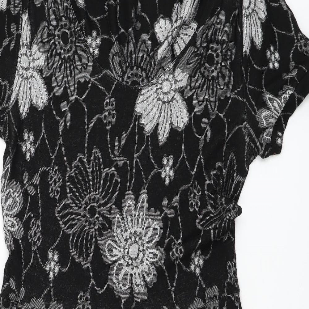 Chianti Womens Black Floral Polyester Jumper Dress  Size 10  Mock Neck Pullover