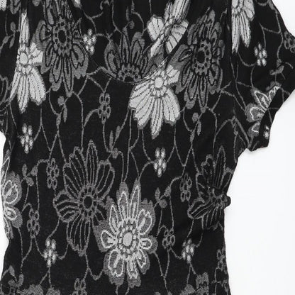 Chianti Womens Black Floral Polyester Jumper Dress  Size 10  Mock Neck Pullover