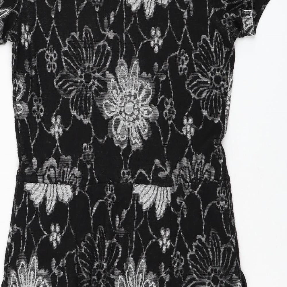 Chianti Womens Black Floral Polyester Jumper Dress  Size 10  Mock Neck Pullover