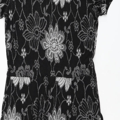 Chianti Womens Black Floral Polyester Jumper Dress  Size 10  Mock Neck Pullover