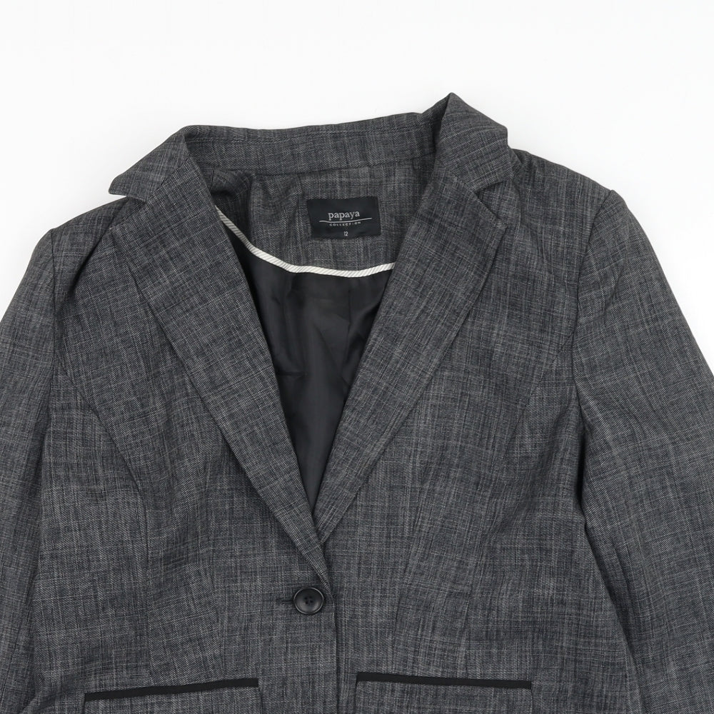 Papaya Womens Grey   Jacket Blazer Size 12  Button