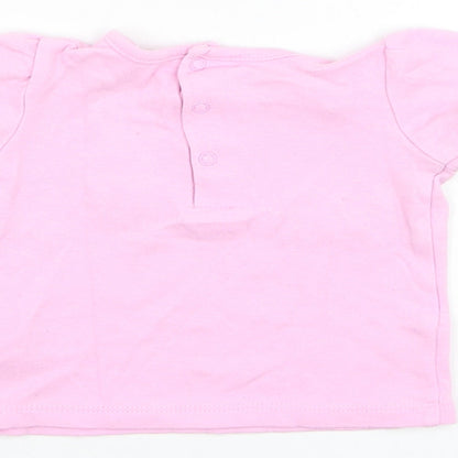 Mini Moi Girls Pink  Cotton Basic T-Shirt Size 3-6 Months Round Neck Pullover - Bike