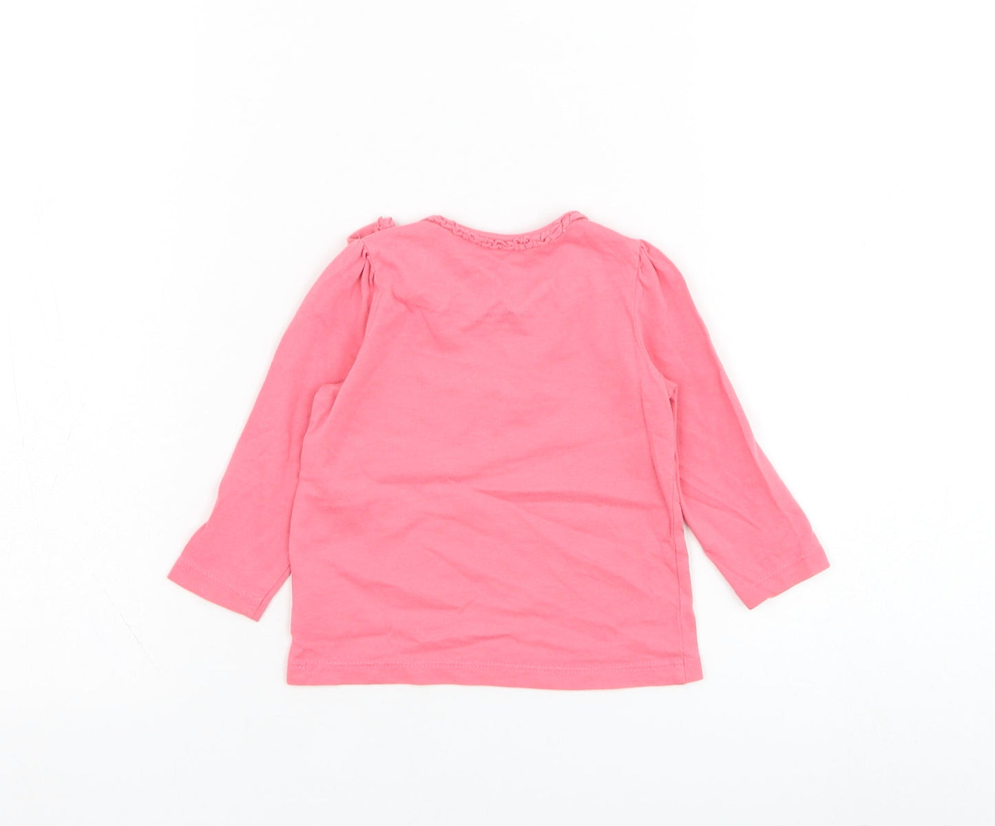 Mothercare Girls Pink  Cotton Basic T-Shirt Size 6-9 Months Round Neck Pullover - Anchor
