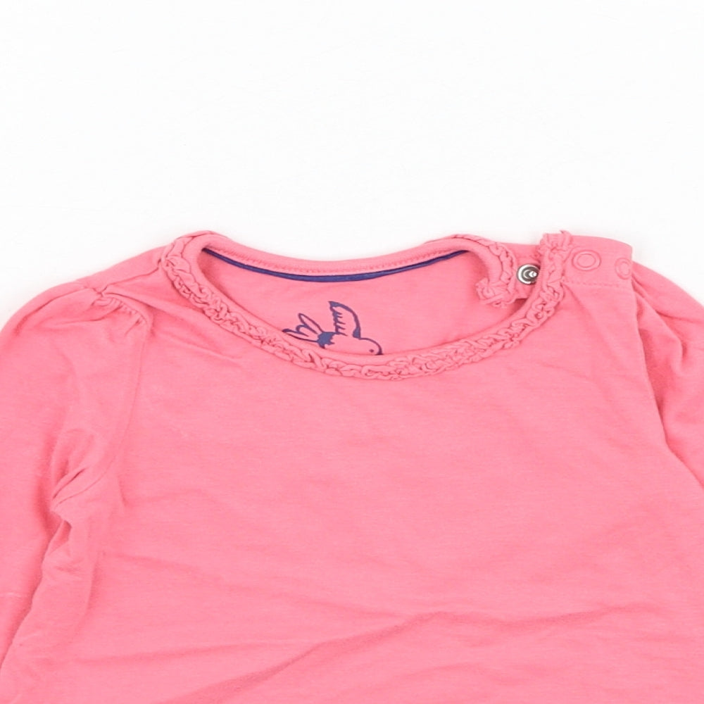 Mothercare Girls Pink  Cotton Basic T-Shirt Size 6-9 Months Round Neck Pullover - Anchor