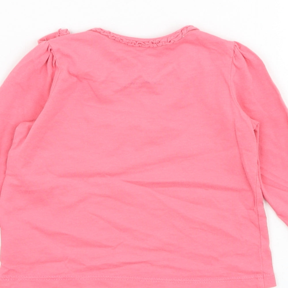 Mothercare Girls Pink  Cotton Basic T-Shirt Size 6-9 Months Round Neck Pullover - Anchor