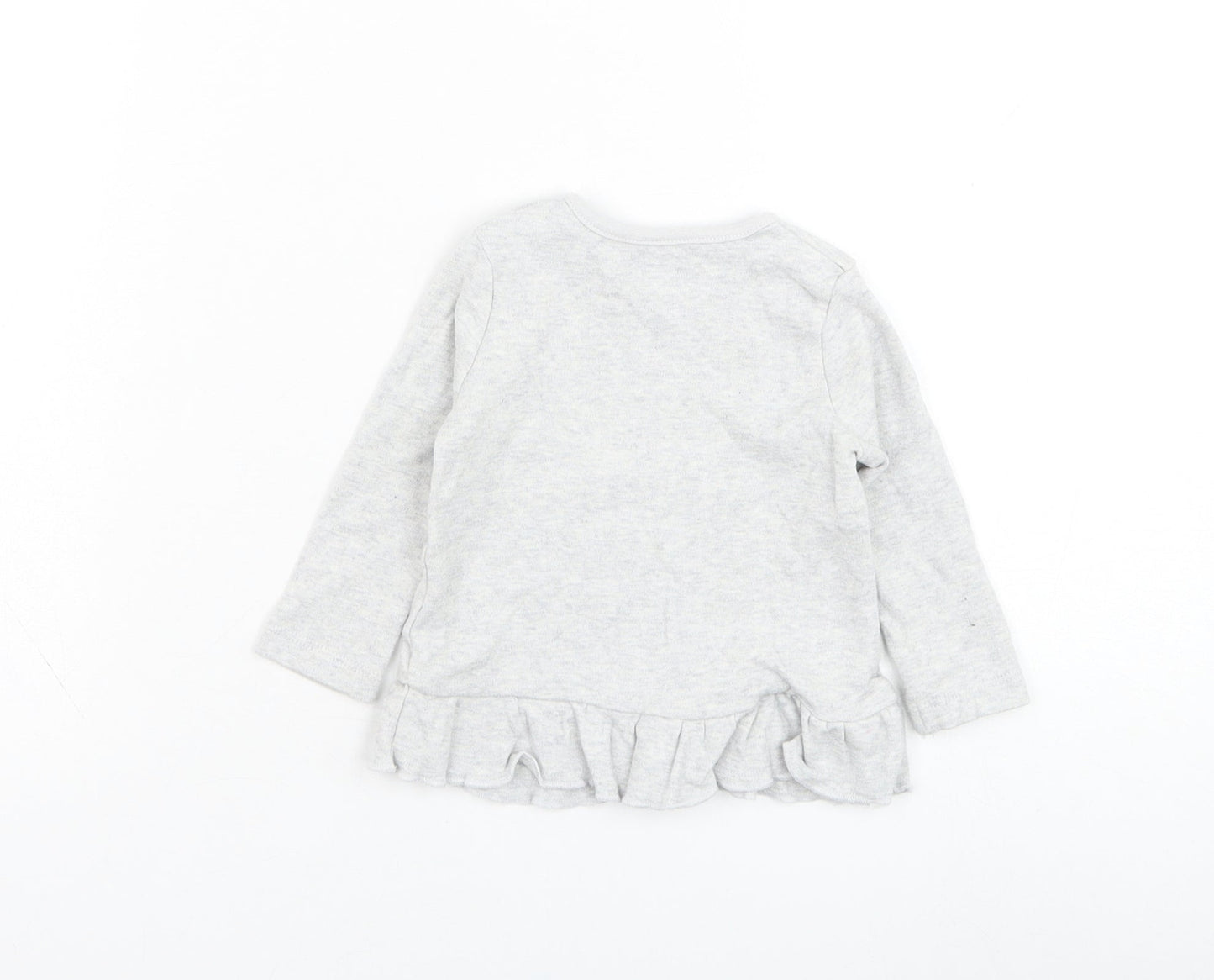 Very Girls Grey  Cotton Basic T-Shirt Size 3-6 Months Round Neck Pullover - Cat
