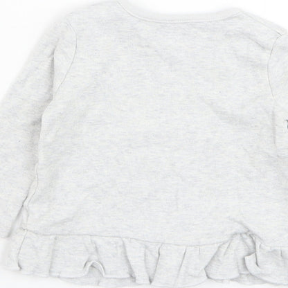 Very Girls Grey  Cotton Basic T-Shirt Size 3-6 Months Round Neck Pullover - Cat