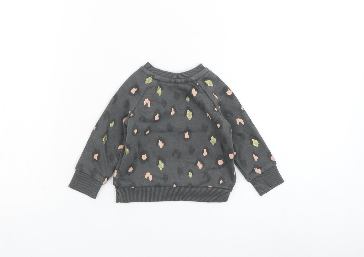 Primark Girls Grey Animal Print Cotton Pullover Jumper Size 3-6 Months  Pullover