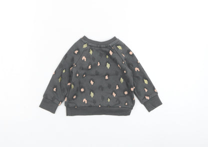 Primark Girls Grey Animal Print Cotton Pullover Jumper Size 3-6 Months  Pullover