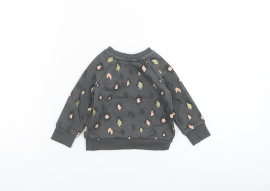 Primark Girls Grey Animal Print Cotton Pullover Jumper Size 3-6 Months  Pullover