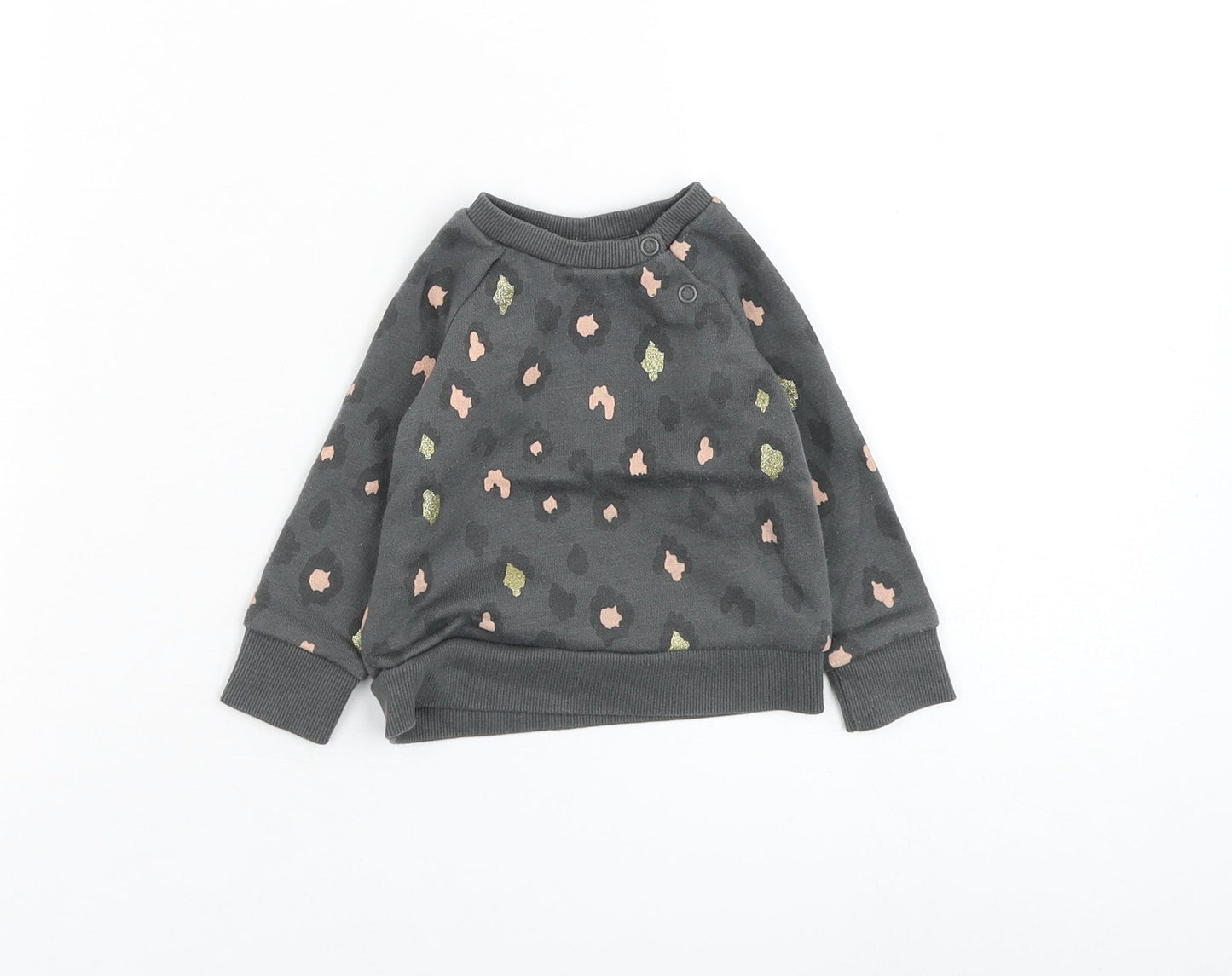 Primark Girls Grey Animal Print Cotton Pullover Jumper Size 3-6 Months  Pullover