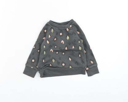 Primark Girls Grey Animal Print Cotton Pullover Jumper Size 3-6 Months  Pullover