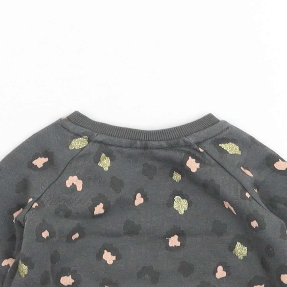 Primark Girls Grey Animal Print Cotton Pullover Jumper Size 3-6 Months  Pullover