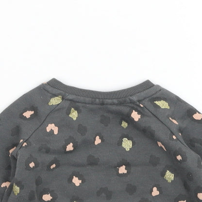 Primark Girls Grey Animal Print Cotton Pullover Jumper Size 3-6 Months  Pullover