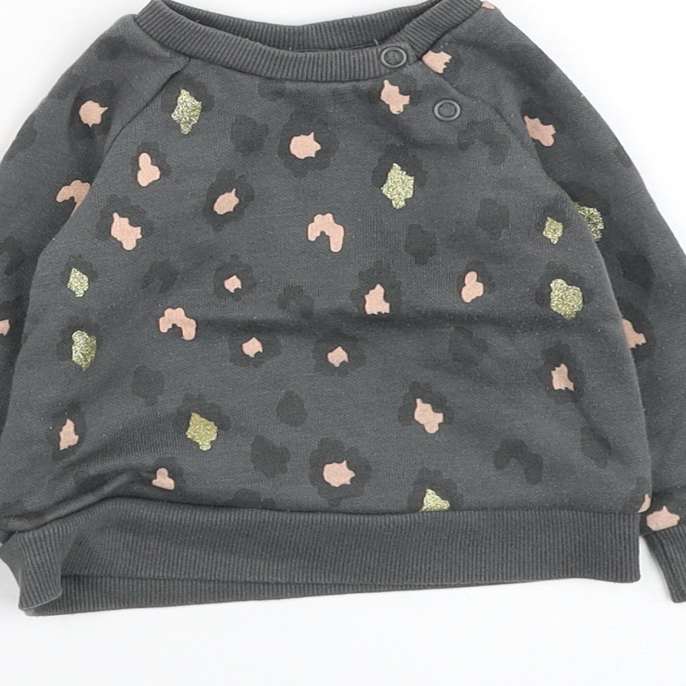 Primark Girls Grey Animal Print Cotton Pullover Jumper Size 3-6 Months  Pullover