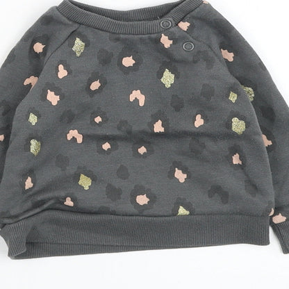 Primark Girls Grey Animal Print Cotton Pullover Jumper Size 3-6 Months  Pullover