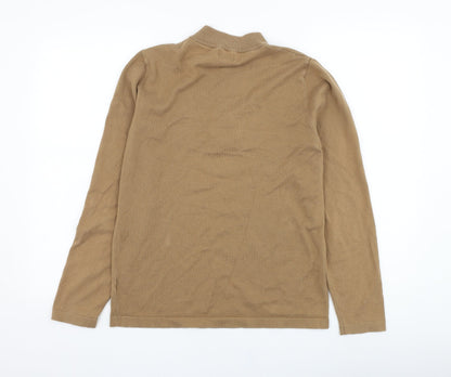 NEXT Mens Brown Mock Neck  Cotton Henley Jumper Size S