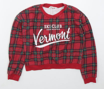 H&M Girls Red Check Cotton Pullover Sweatshirt Size 11-12 Years  Pullover - Ski Club Vermont