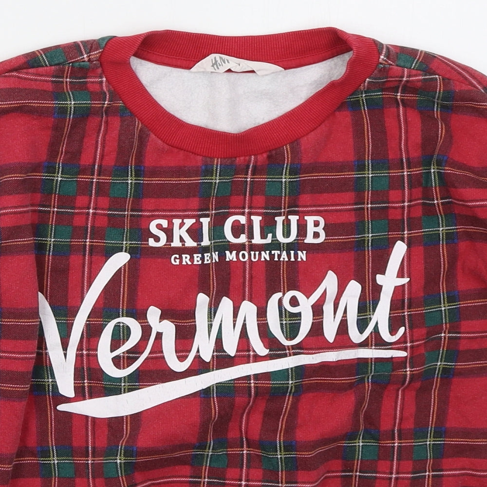 H&M Girls Red Check Cotton Pullover Sweatshirt Size 11-12 Years  Pullover - Ski Club Vermont
