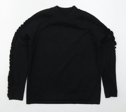 Matalan Womens Black Mock Neck  Polyester Pullover Jumper Size 10