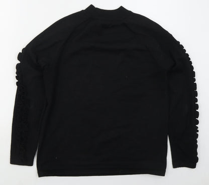 Matalan Womens Black Mock Neck  Polyester Pullover Jumper Size 10