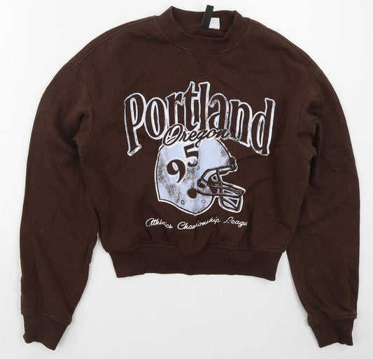 H&M Womens Brown  Cotton Pullover Sweatshirt Size XS  Pullover - Portland Oregon
