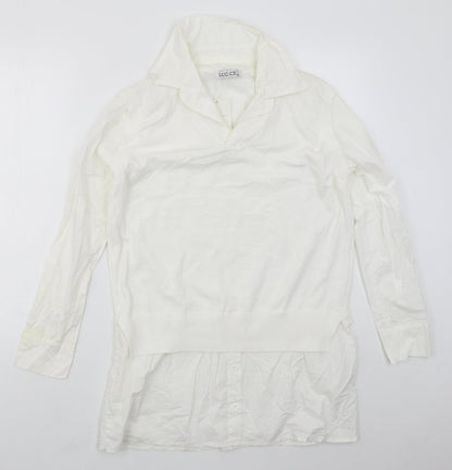 Lucce Womens White Collared  Viscose Vest Jumper Size M   - Vest and Shirt in one