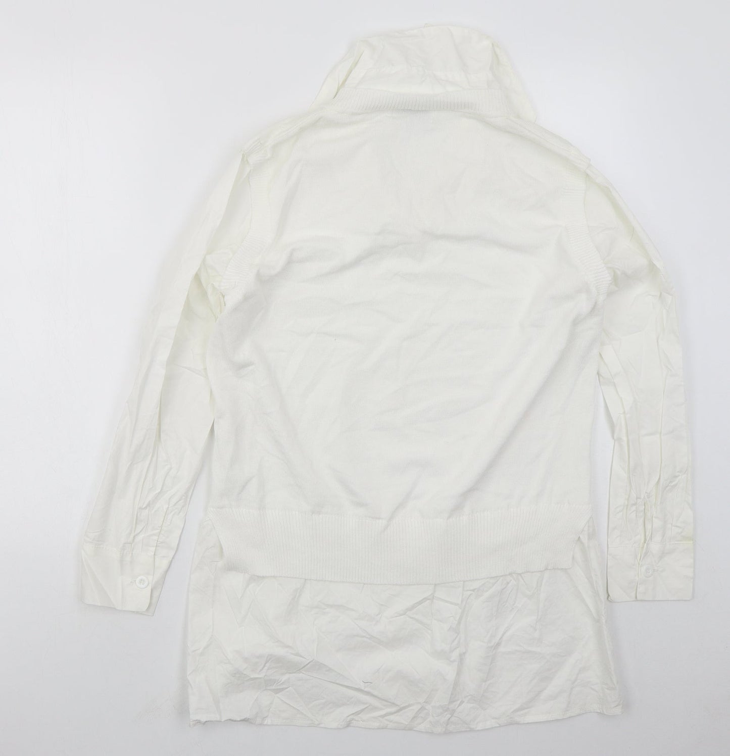 Lucce Womens White Collared  Viscose Vest Jumper Size M   - Vest and Shirt in one