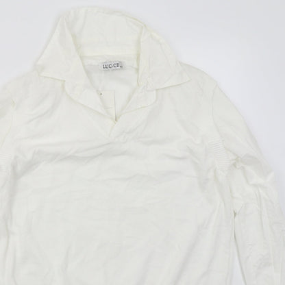 Lucce Womens White Collared  Viscose Vest Jumper Size M   - Vest and Shirt in one