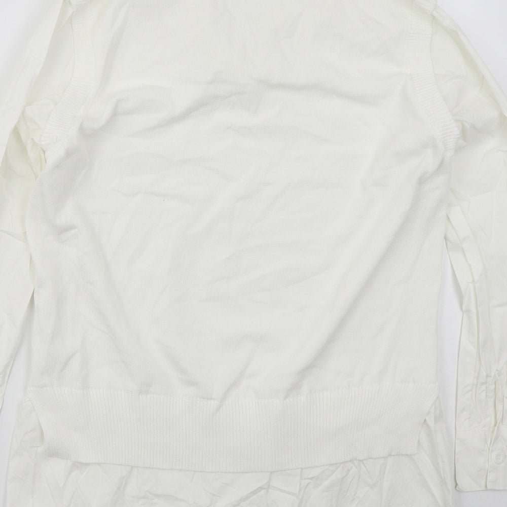 Lucce Womens White Collared  Viscose Vest Jumper Size M   - Vest and Shirt in one