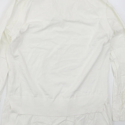Lucce Womens White Collared  Viscose Vest Jumper Size M   - Vest and Shirt in one