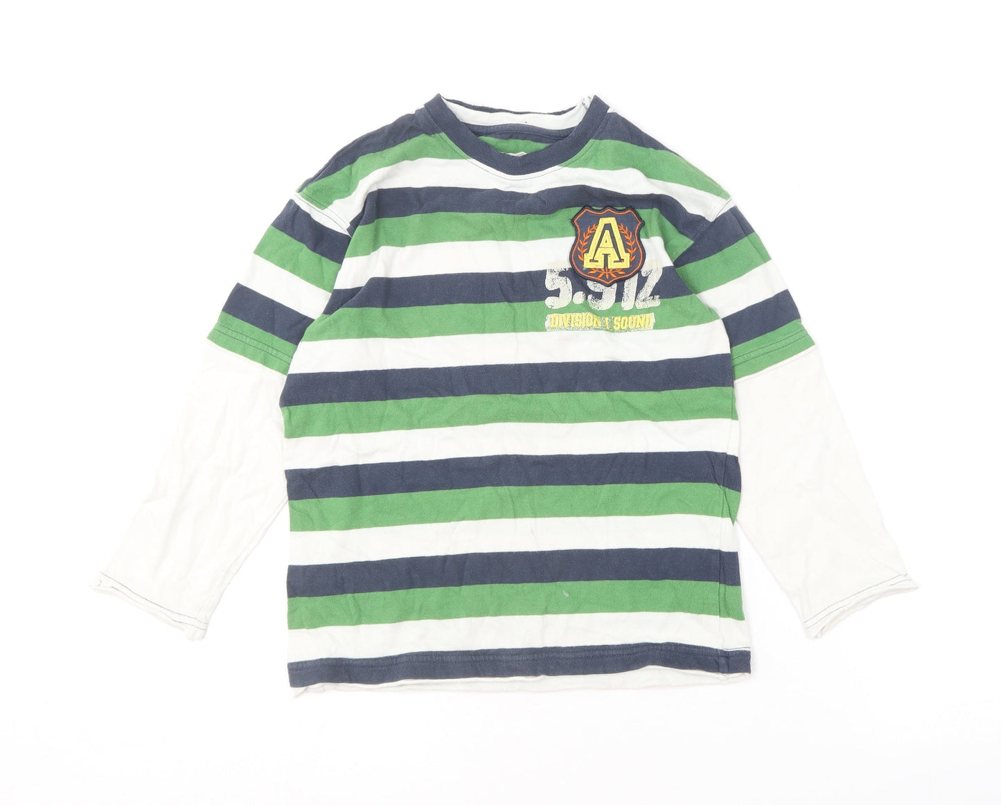 Cherokee Boys Multicoloured Striped Cotton Basic T-Shirt Size 7-8 Years Round Neck