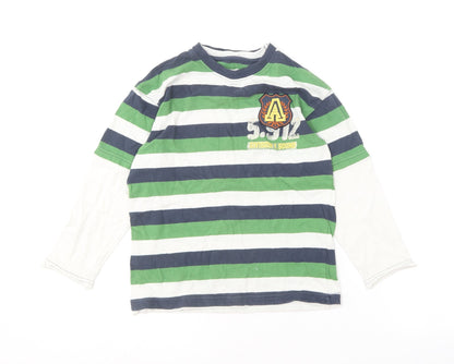 Cherokee Boys Multicoloured Striped Cotton Basic T-Shirt Size 7-8 Years Round Neck