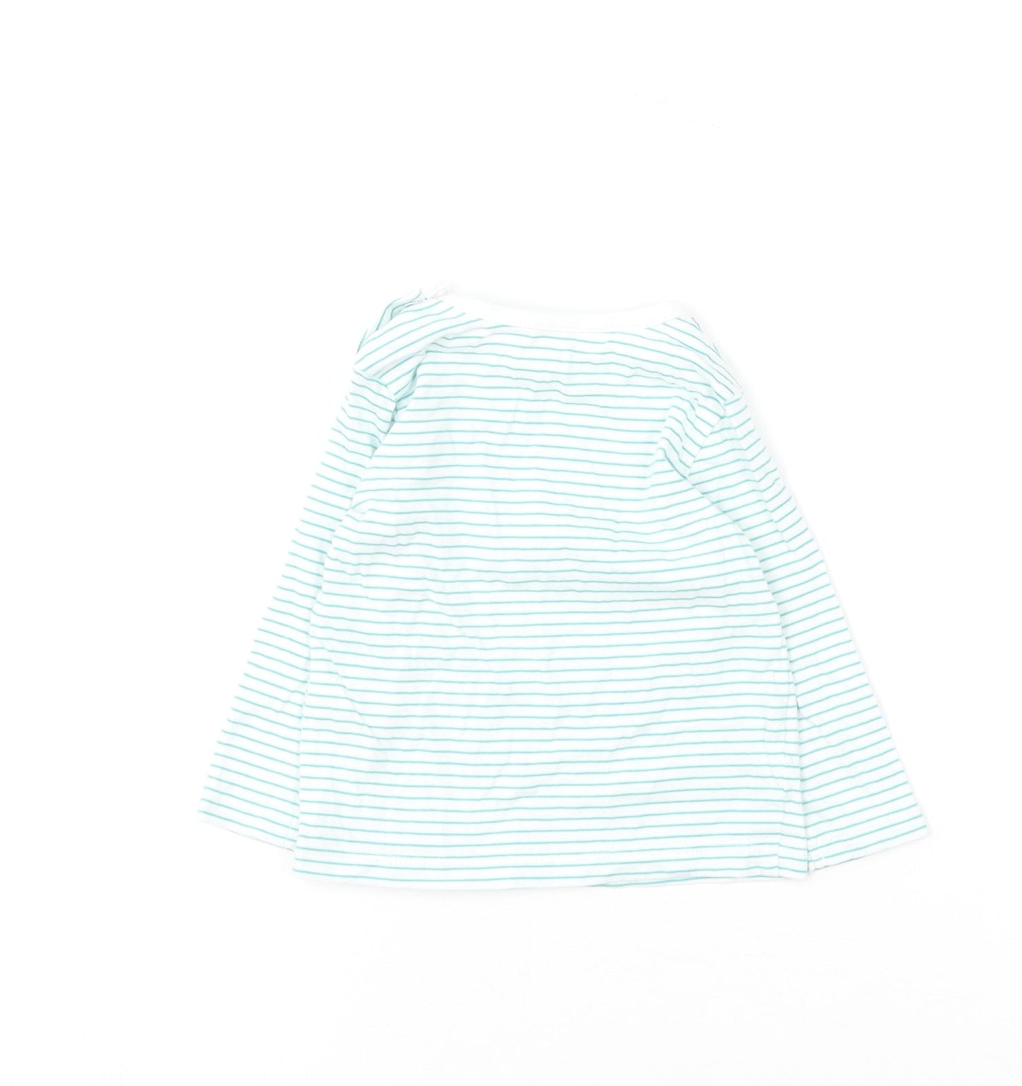 Dunnes Stores Baby Green Striped Cotton Basic T-Shirt Size 3-6 Months Round Neck