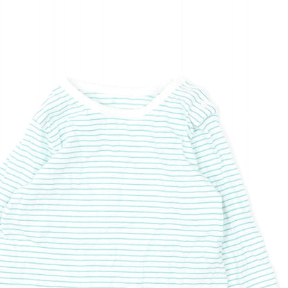 Dunnes Stores Baby Green Striped Cotton Basic T-Shirt Size 3-6 Months Round Neck